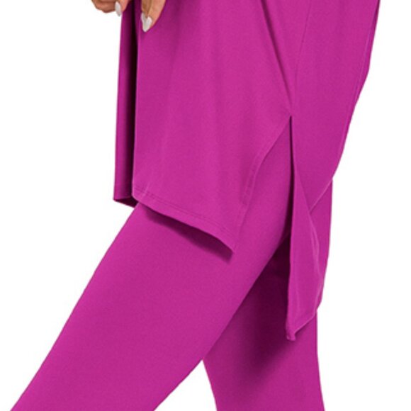 V‑Neck Short-Sleeve Loungewear Leggings Set-Buttery Soft Brushed DTY Microfiber - Picture 4 of 6